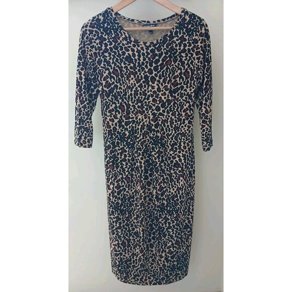 Isabella Oliver Leopard Print L/S Maternity Dress Size 2 UK 10 US 6 Brown - Picture 1 of 9
